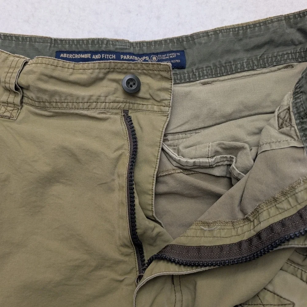 Y2K Abercrombie & Fitch Paratroops Cargo Shorts Mens M Khaki Tan Multi Pocket